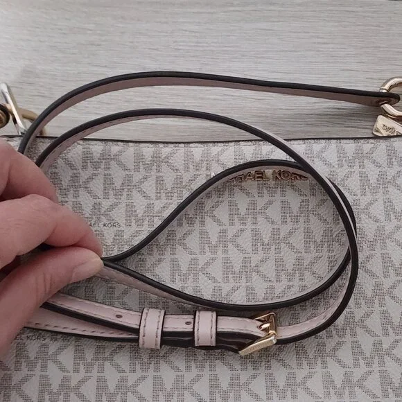 Michael Kors Shoulder Bag Crossbody White Gold Triple Compartments - Picture 4 of 11